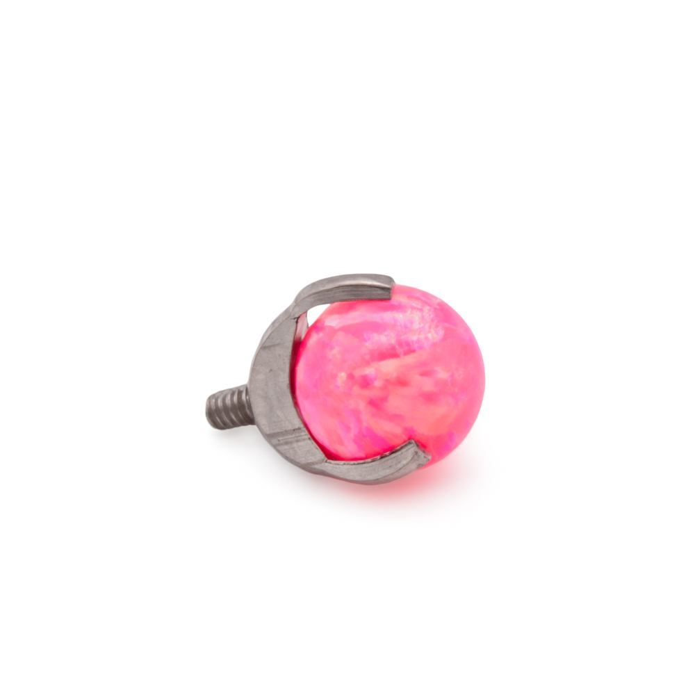 14g-12g Internal 5mm Prong-Set Opal Ball – Hot Pink