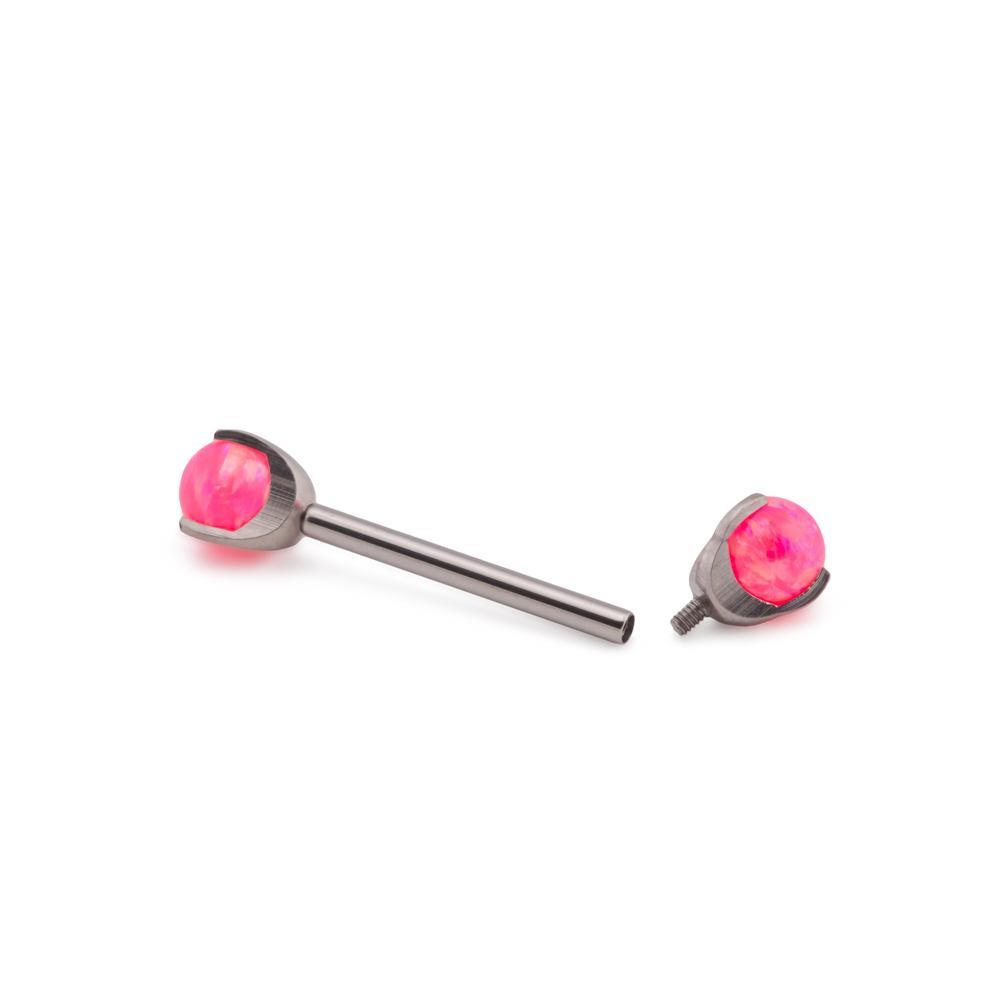 14g-12g Internal 5mm Prong-Set Opal Ball – Straight Barbell Example 1