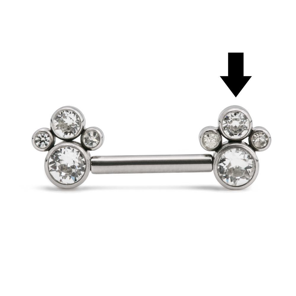 14g–12g Titanium Jewel Cluster Top — Internally Threaded at the Right