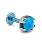 14g–12g Internally Threaded Titanium Corner Prong-Set Square Opal Top — 5mm Blue Opal