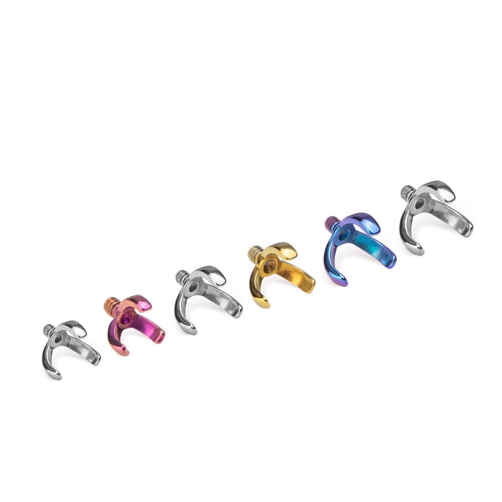 18g–16g Internally Threaded Titanium 3-Prong Setting Top — Price Per 1 (prong with opal)