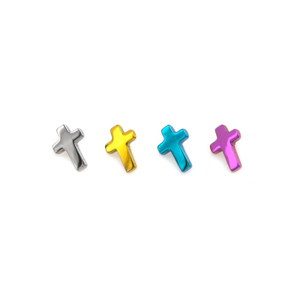 18g–16g Internally Threaded Titanium Cross Top — Pick Size — Price Per 1