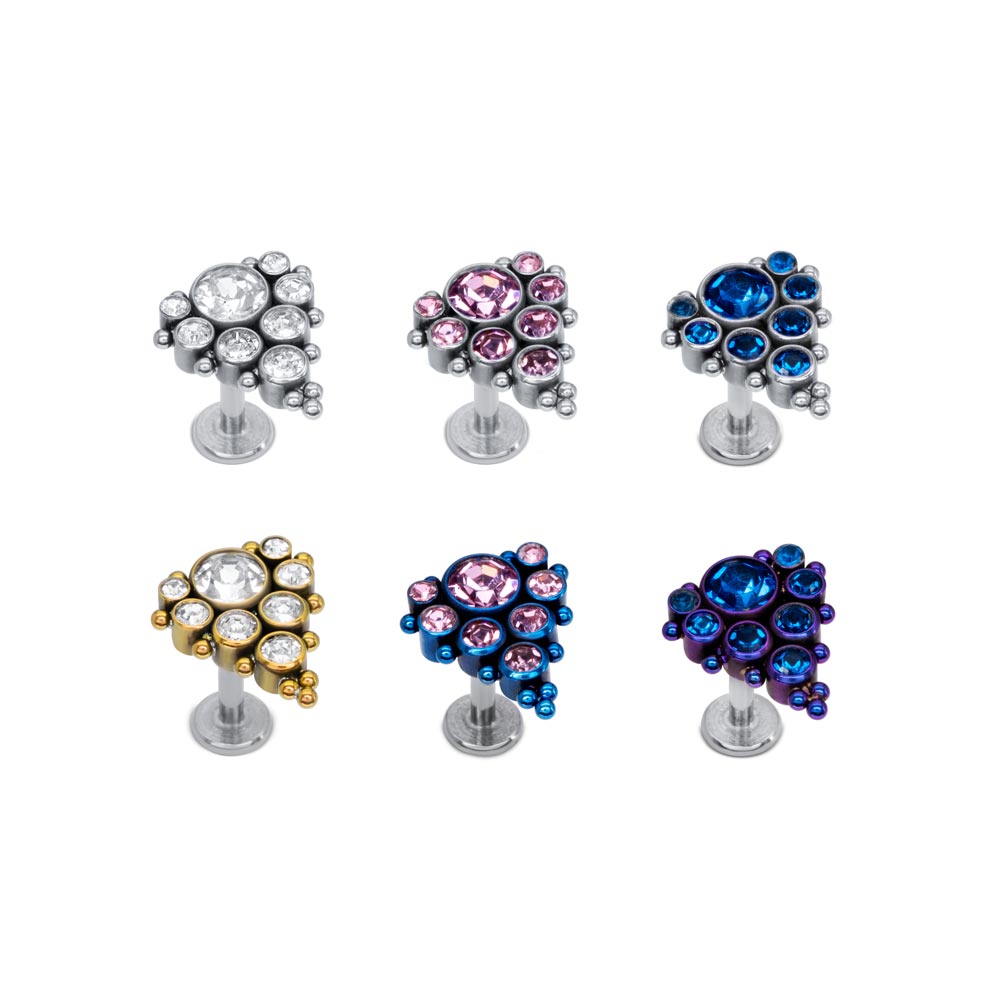 Tilum 18g-16g Internally Threaded Jewel Fountain Titanium Top - Price Per 1