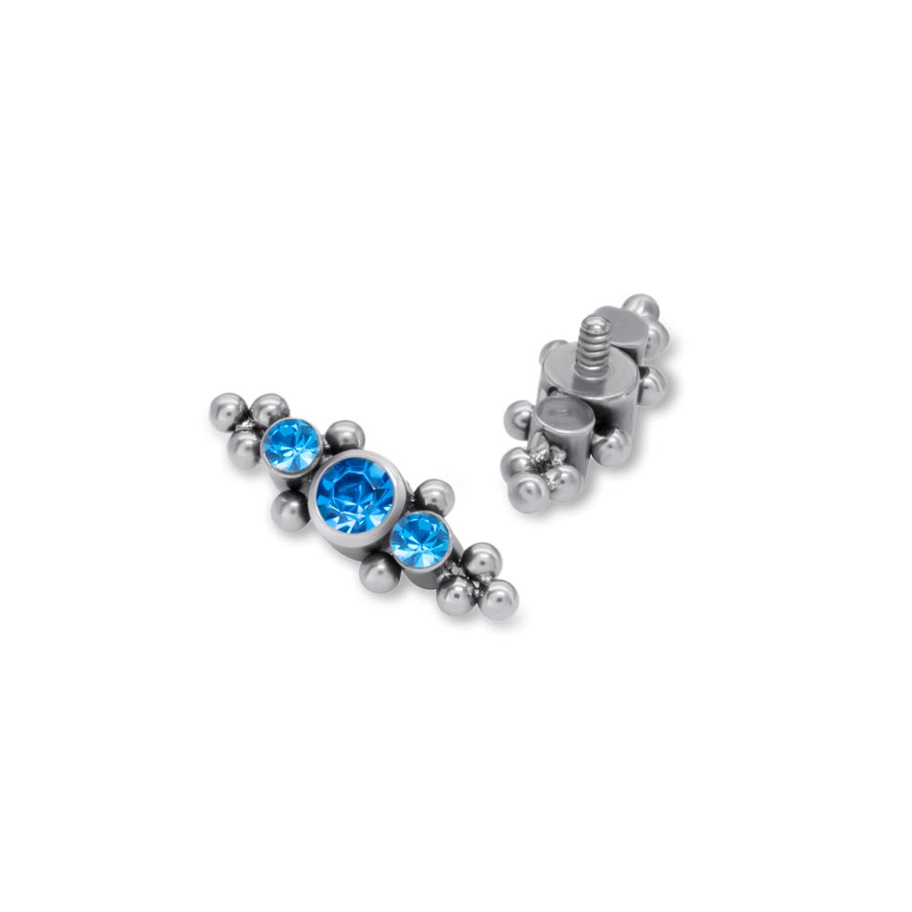 14g–12g Internally Threaded Polar Jewels Titanium Top — Price Per 1 (crystal)
