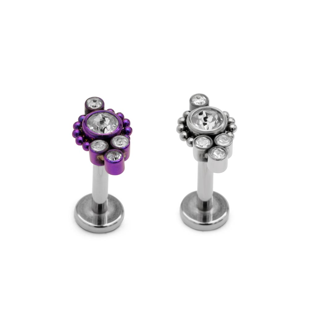 Tilum 14g-12g Internally Threaded Jeweled Pentad Top - Price Per 1