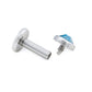 14g–12g Internally Threaded Swarovski Jewel Top — Aqua Jewel Derm Top on Labret Shaft