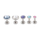 14g–12g Internally Threaded Swarovski Jewel Top — Aqua Jewel Derm Top Threaded Off