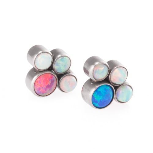 14g-12g Internally Threaded Opal Paw Print Cluster Top Colors