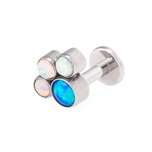 18g-16g Internally Threaded Opal Paw Print Cluster with Shaft