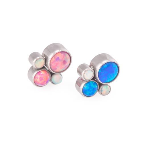 14g-12g Internally Threaded Opal Paw Print Cluster Top Colors