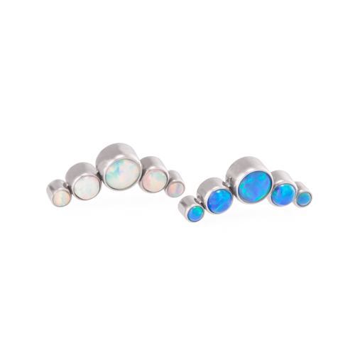 14g-12g Internally Threaded Crescent Opal Cluster Top Colors