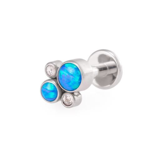 14g-12g Internally Threaded Opal Bubble Cluster Top with Jewels with Shaft
