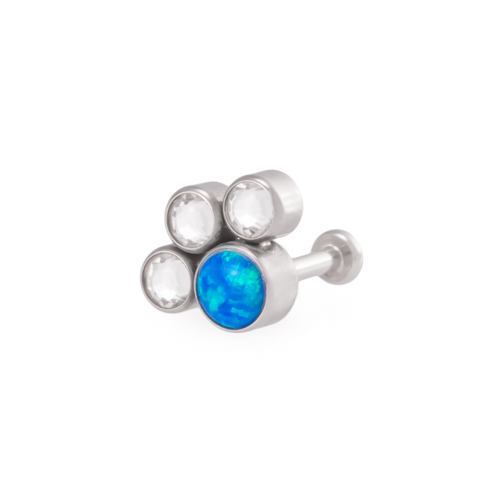 18g-16g Internally Threaded Opal Paw Print Cluster Top with Jewels with Shaft