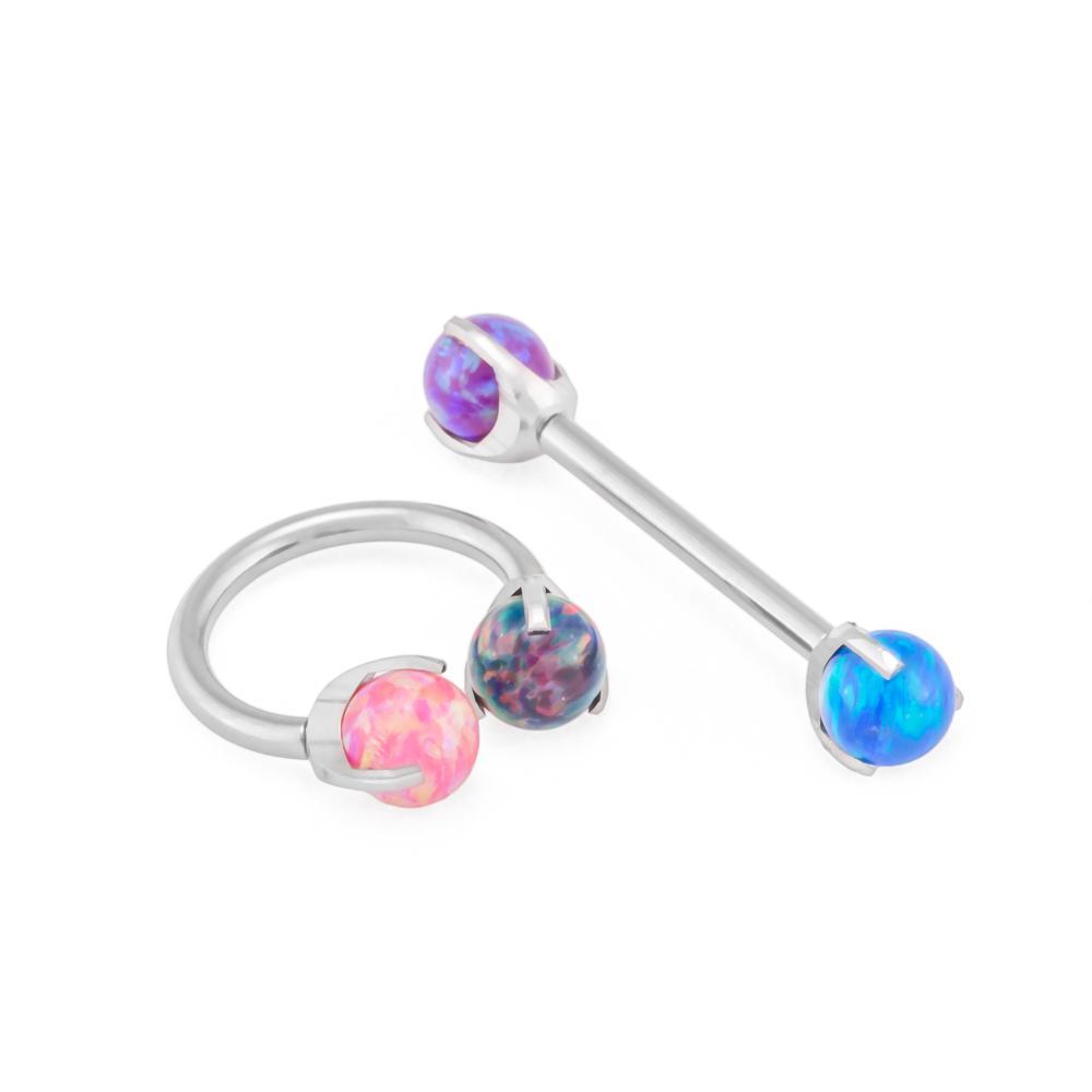 14g-12g Internal 5mm Prong-Set Opal Ball – Example 1