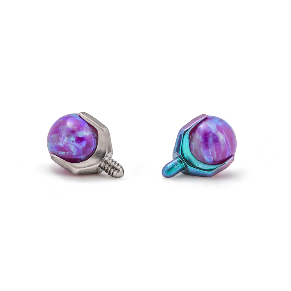 Prong-Set Opal Ball — High Polish and Anodized