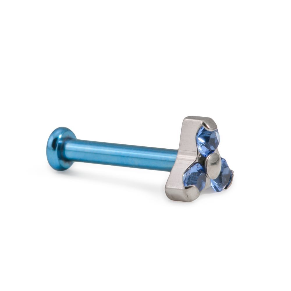 18g–16g Internally Threaded Titanium Jewel Trinity Top — Small — Anodized Example