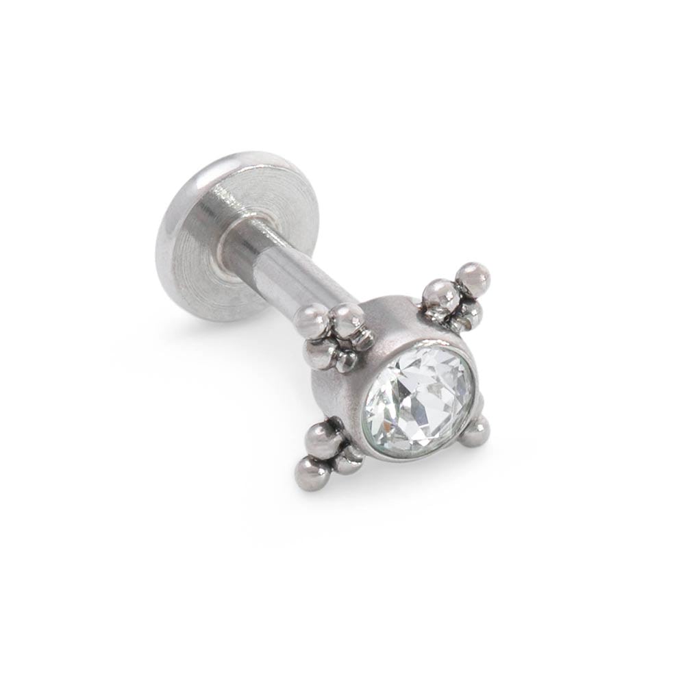 14g–12g Internally Threaded Orbital Micron Bead Cluster Jewel Titanium Top — Price Per 1 (Crystal)