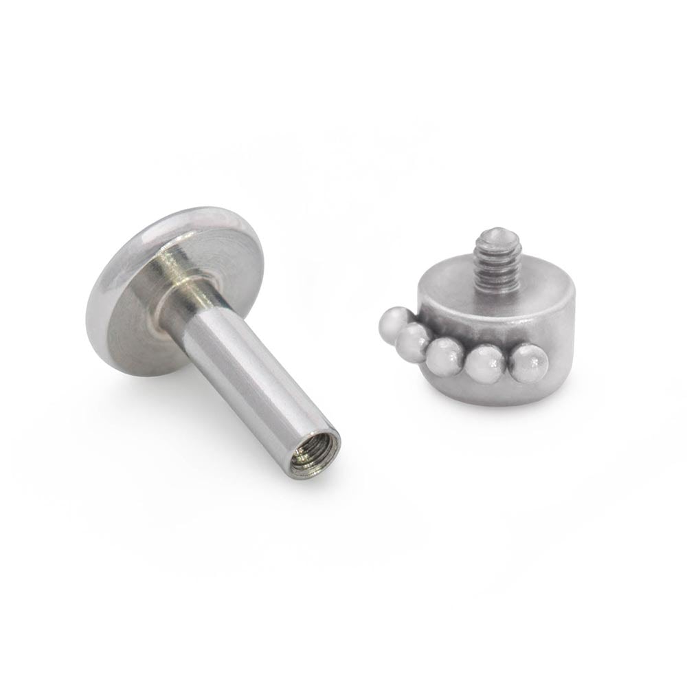 14g–12g Internally Threaded Micron Bead Row Jewel Titanium Top — Price Per 1 (Pink)
