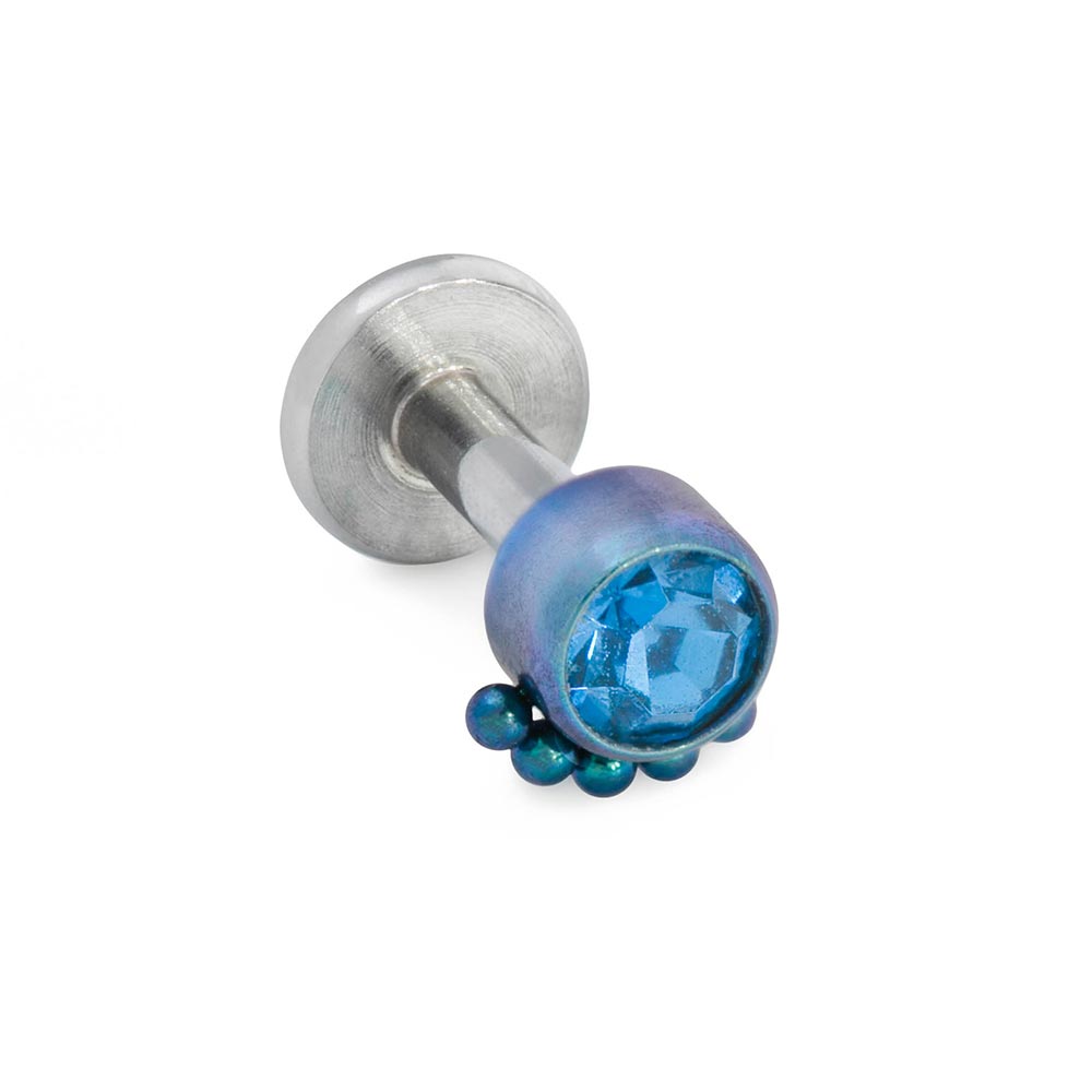 14g–12g Internally Threaded Micron Bead Row Jewel Titanium Top — Price Per 1 (Threading)