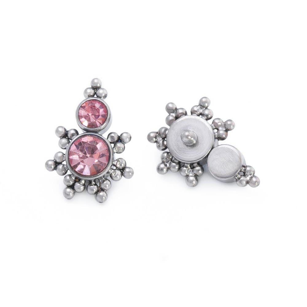 14g–12g Internally Threaded Stacked Micron Beaded Jewel Titanium Top — Price Per 1 (Threading)