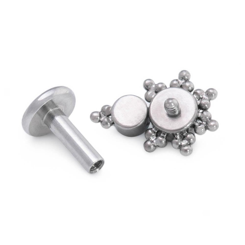 14g–12g Internally Threaded Stacked Micron Beaded Jewel Titanium Top — Price Per 1 (Blue)