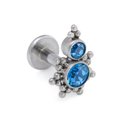 Tilum 14g-12g Internally Threaded Stacked Micron Beaded Jewel Titanium Top - Price Per 1 - Painful Pleasures