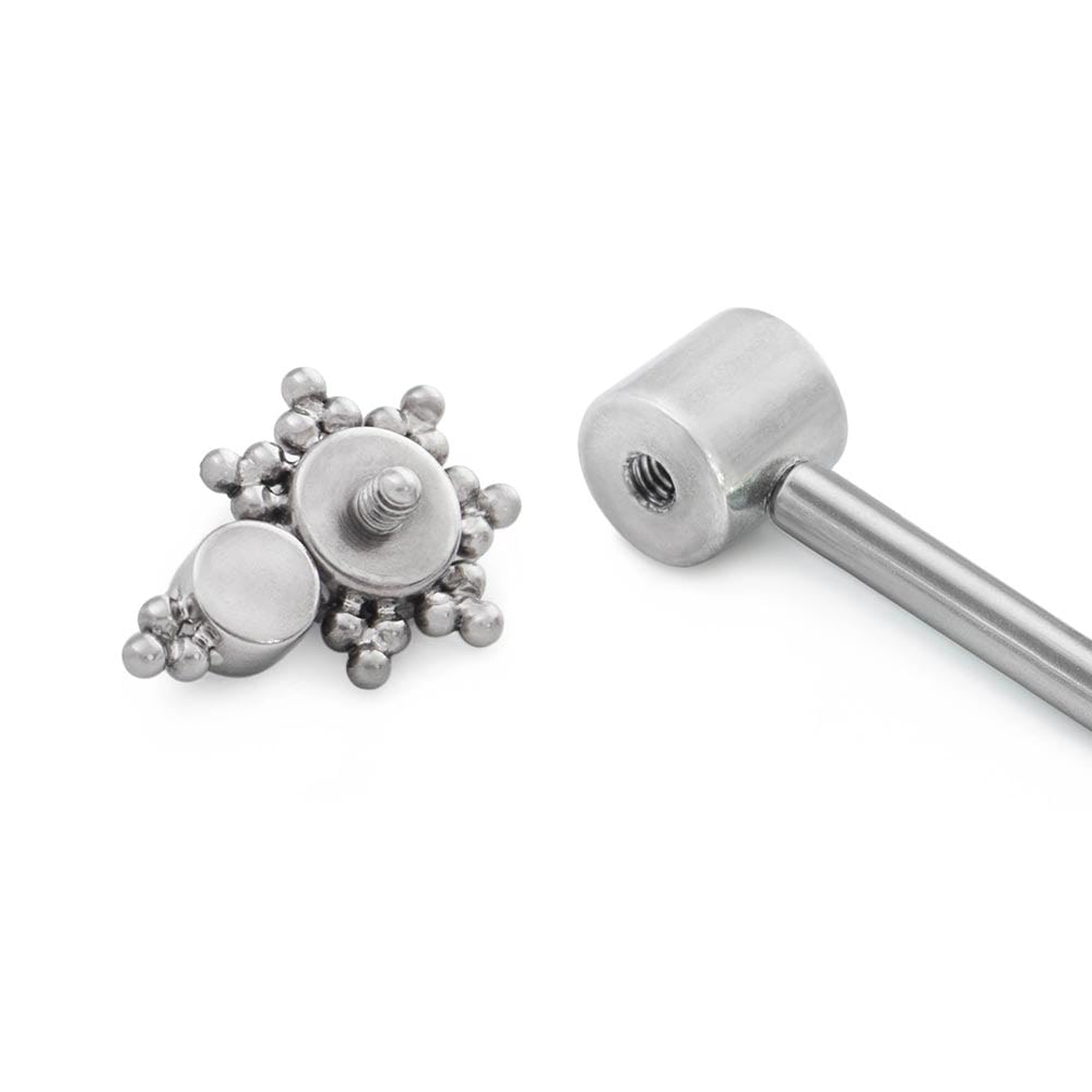 14g–12g Internally Threaded Titanium Adapter End for Barbell Jewelry — Price Per 1 (On Barbell)