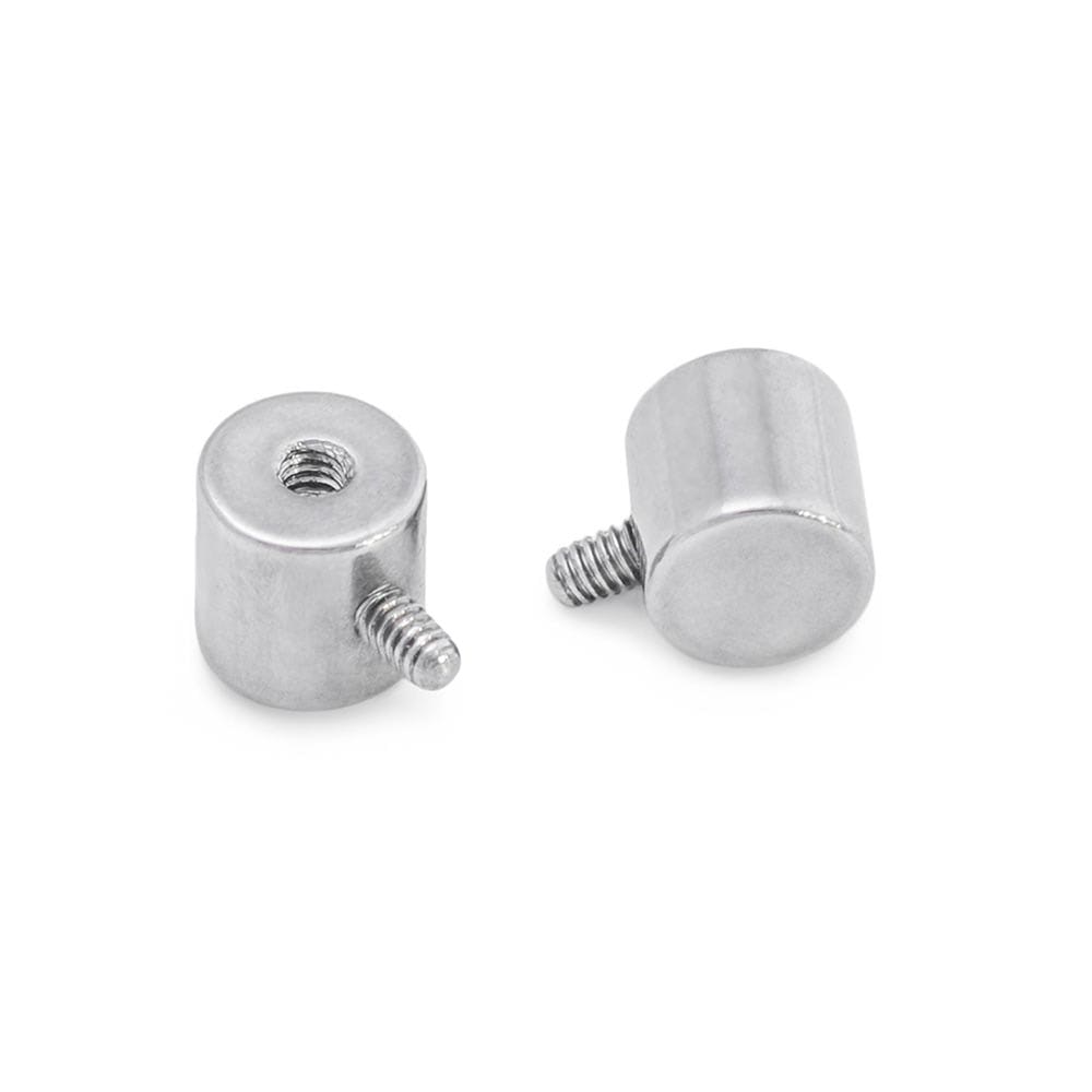 14g–12g Internally Threaded Titanium Adapter End for Barbell Jewelry — Price Per 1 (With Blue Derm Tops)