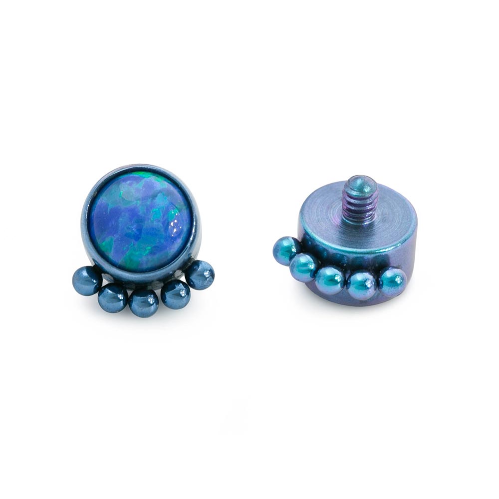 14g–12g Internally Threaded Micron Bead Row Opal Titanium Top — Price Per 1 (Anodized Blue)