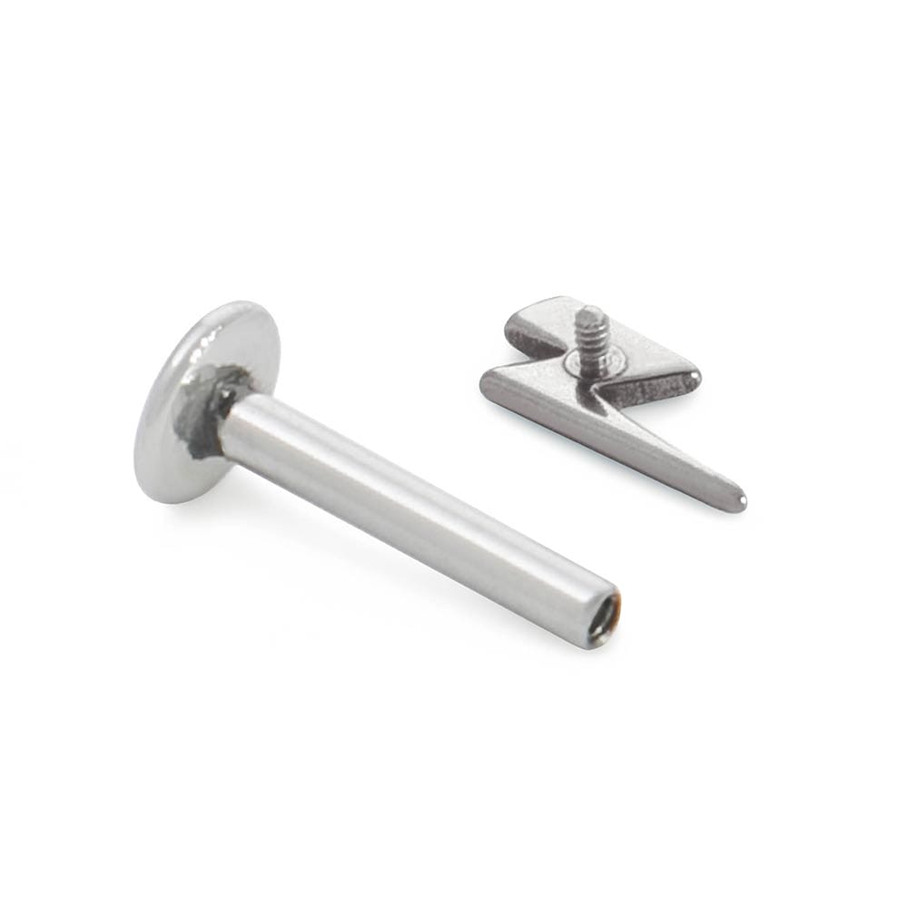 14g–12g Internally Threaded Lightning Bolt Titanium Top — Price Per 1 (Threading)