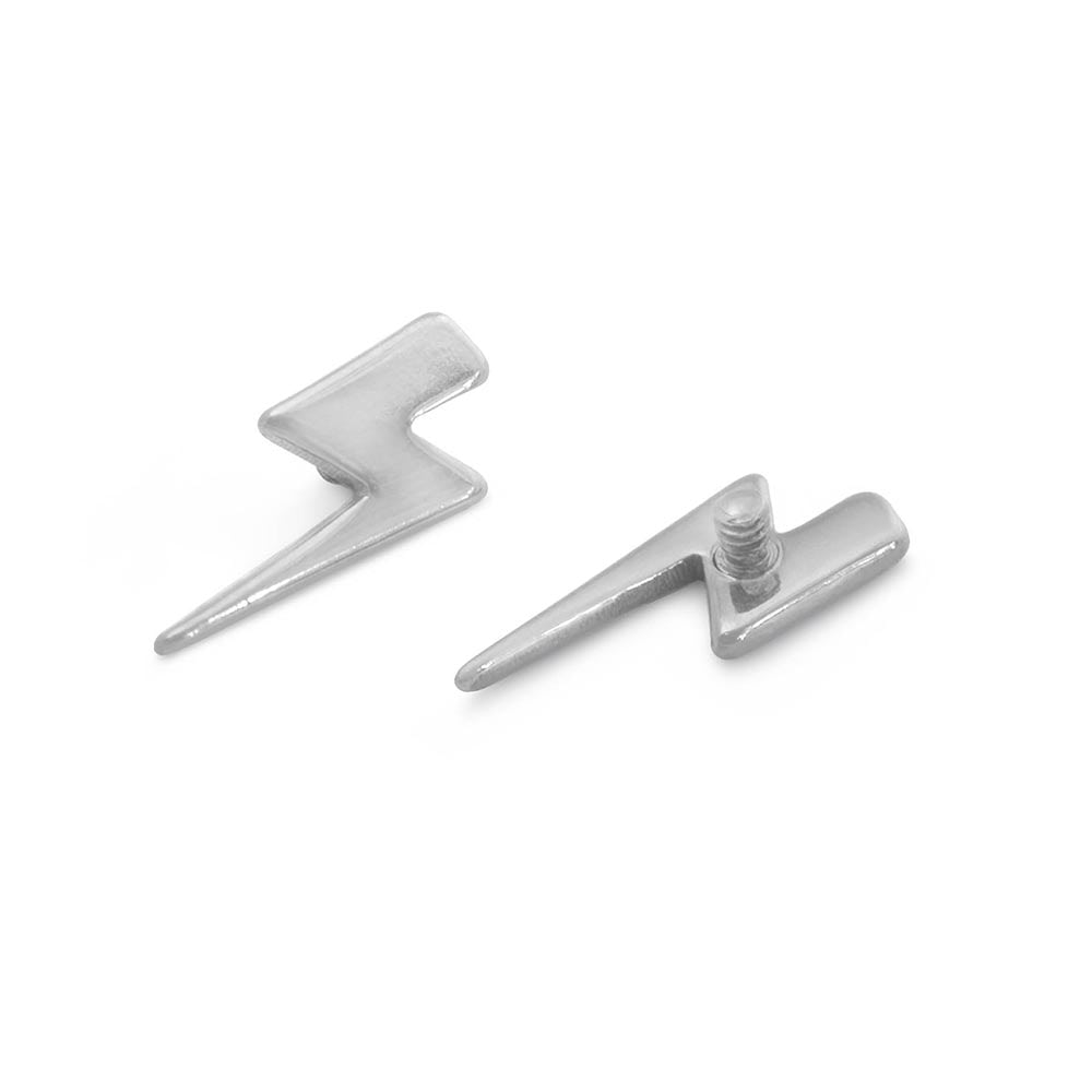 14g–12g Internally Threaded Lightning Bolt Titanium Top — Price Per 1 (Anodized Examples)