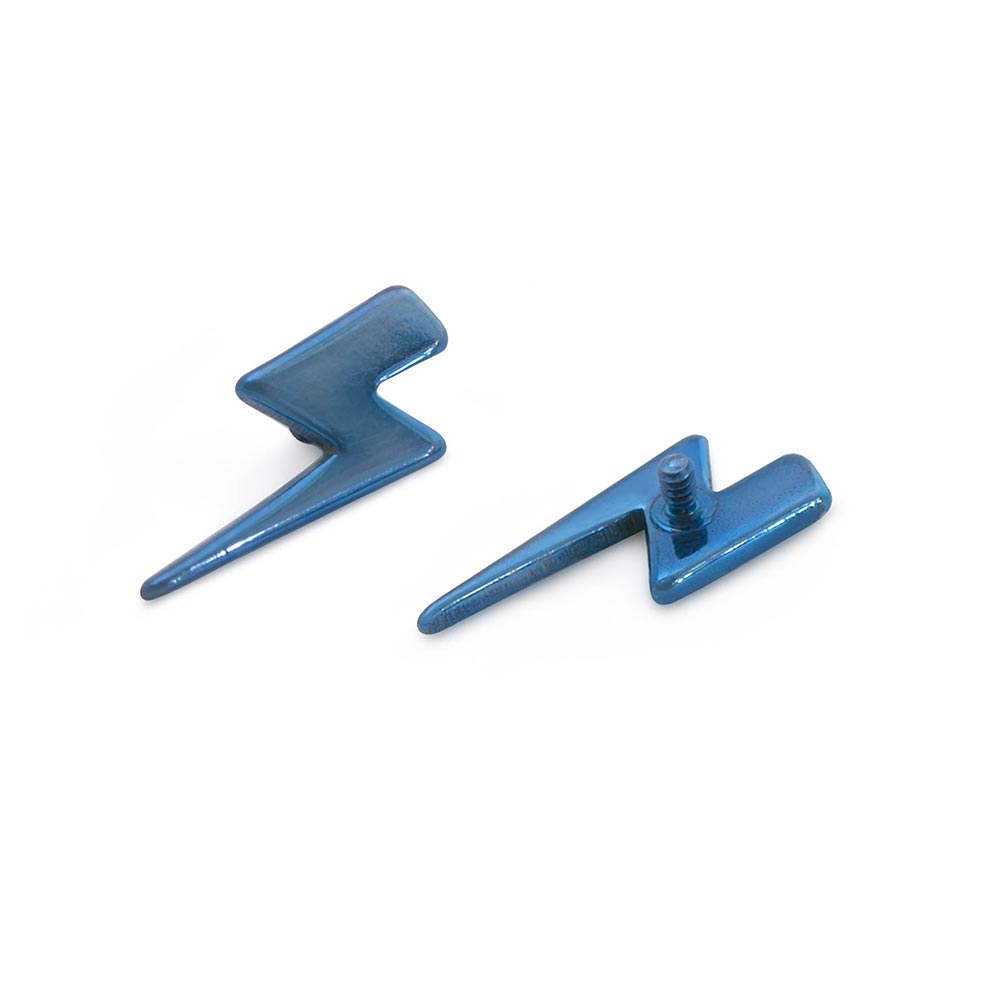 18g–16g Lightning Bolt Titanium Top — Anodized Example Threaded Off Barbell