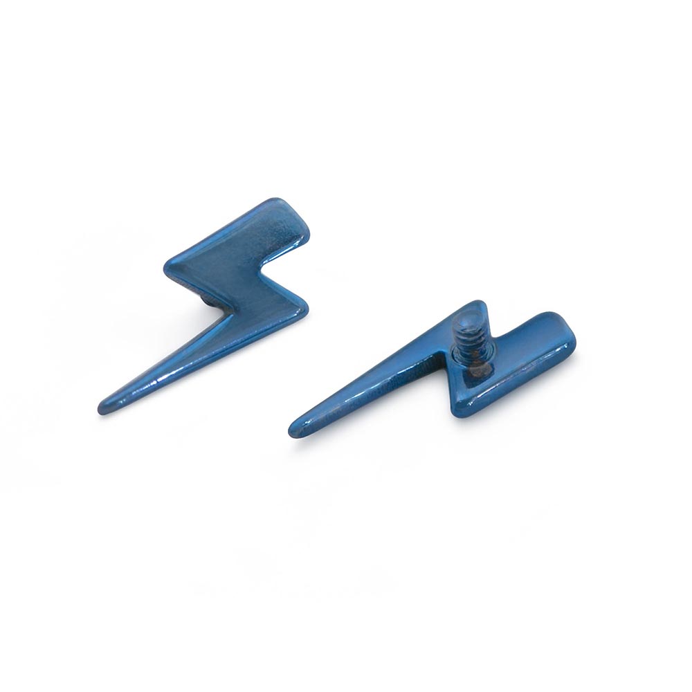 14g–12g Internally Threaded Lightning Bolt Titanium Top — Price Per 1 (Off Labret)