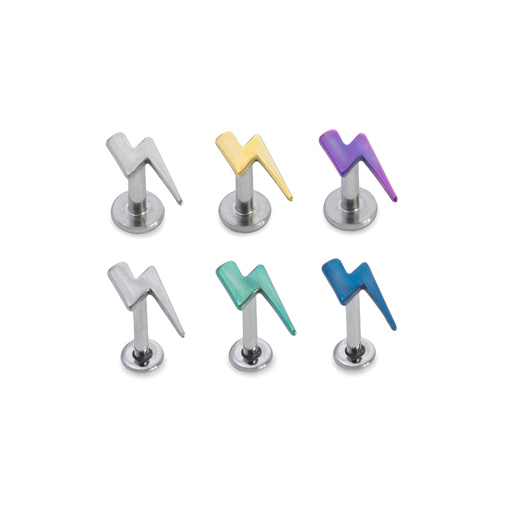 Tilum 14g-12g Internally Threaded Lightning Bolt Titanium Top - Price Per 1
