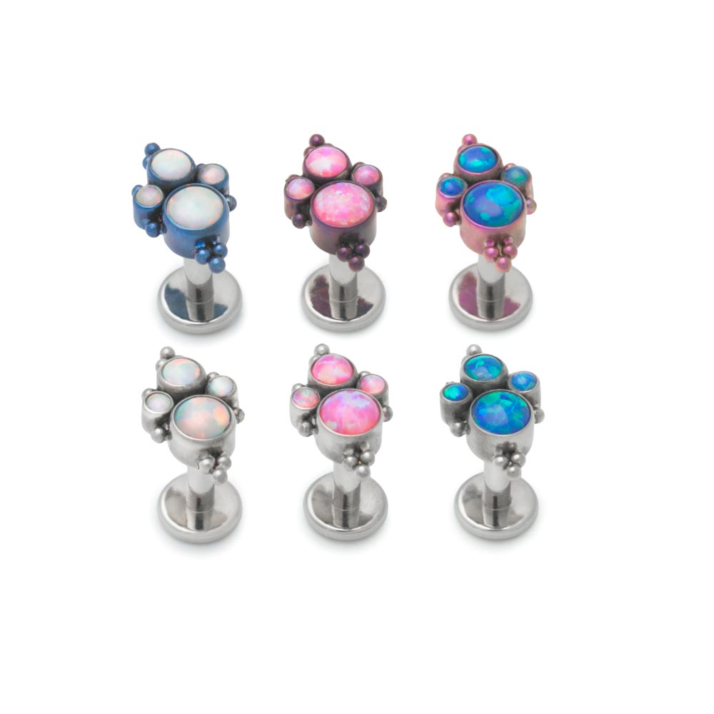 14g–12g Internally Threaded Quad-Cluster Opal Titanium Top — Pick Color — Price Per 1 Threading