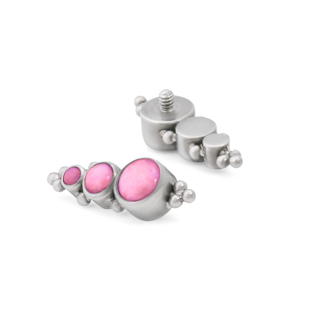 14g–12g Internally Threaded Linear Opals Titanium Top — Price Per 1 (pink)