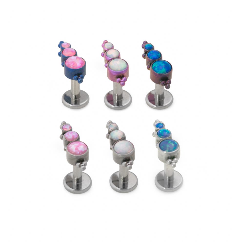 14g–12g Internally Threaded Linear Opals Titanium Top — Price Per 1 (anod options)