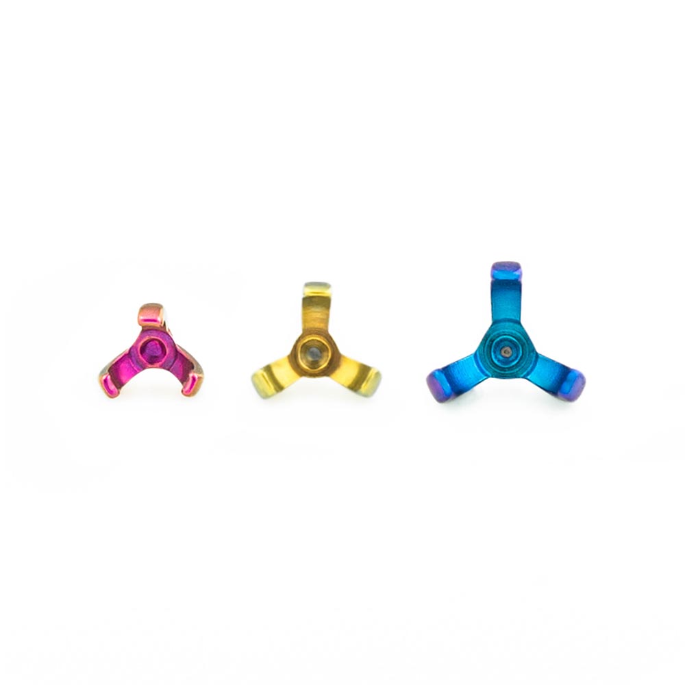 18g–16g Internally Threaded Titanium 3-Prong Setting Top — Price Per 1 (large)