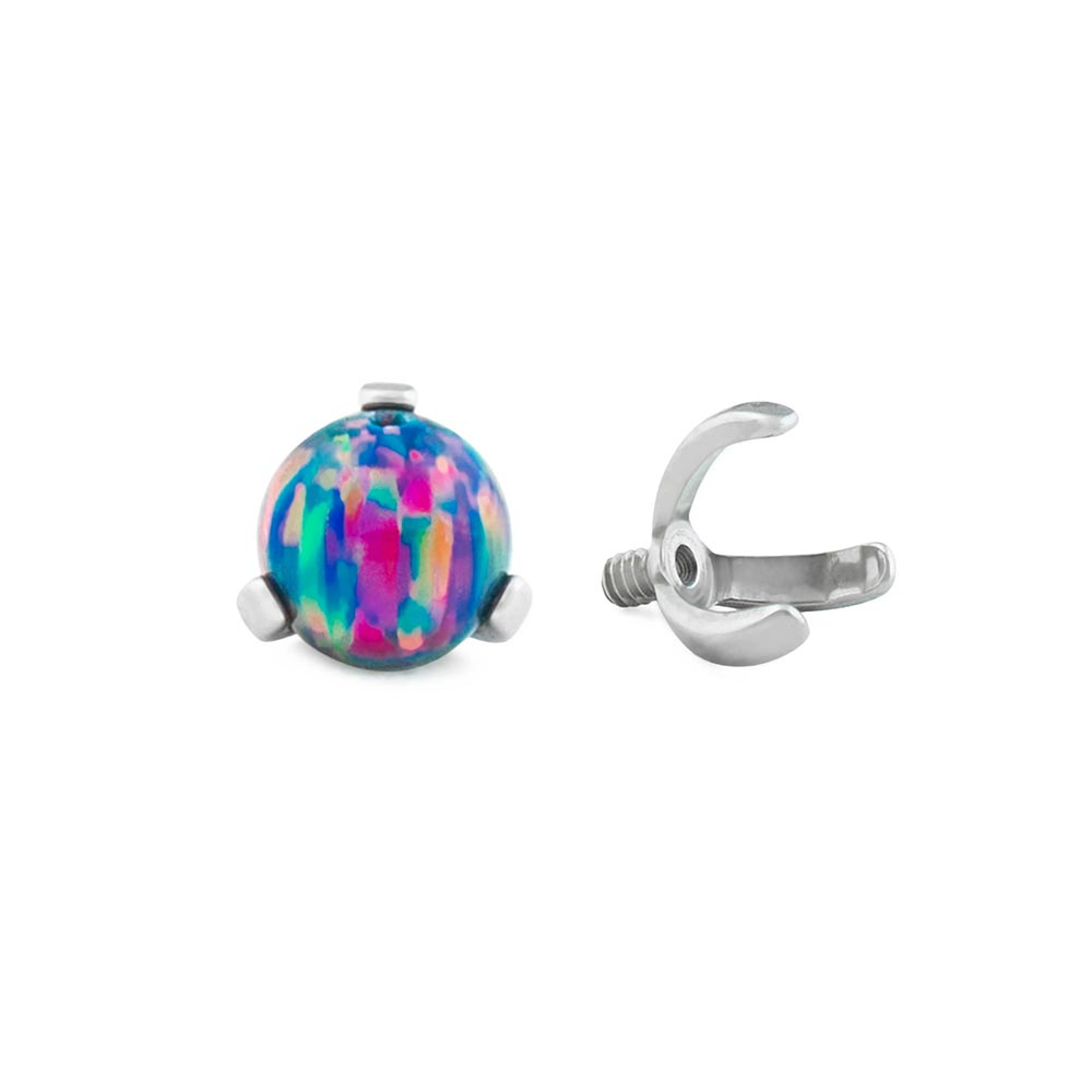 18g–16g Internally Threaded Titanium 3-Prong Setting Top — Price Per 1 (with opal)