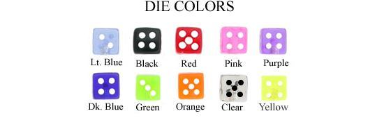 14g Dice Circular Barbell- Color Chart