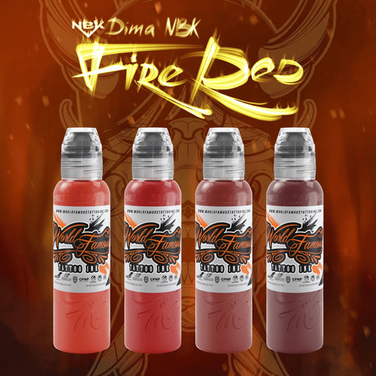Dima NBK Fire Red Set — World Famous Tattoo Ink — 1oz