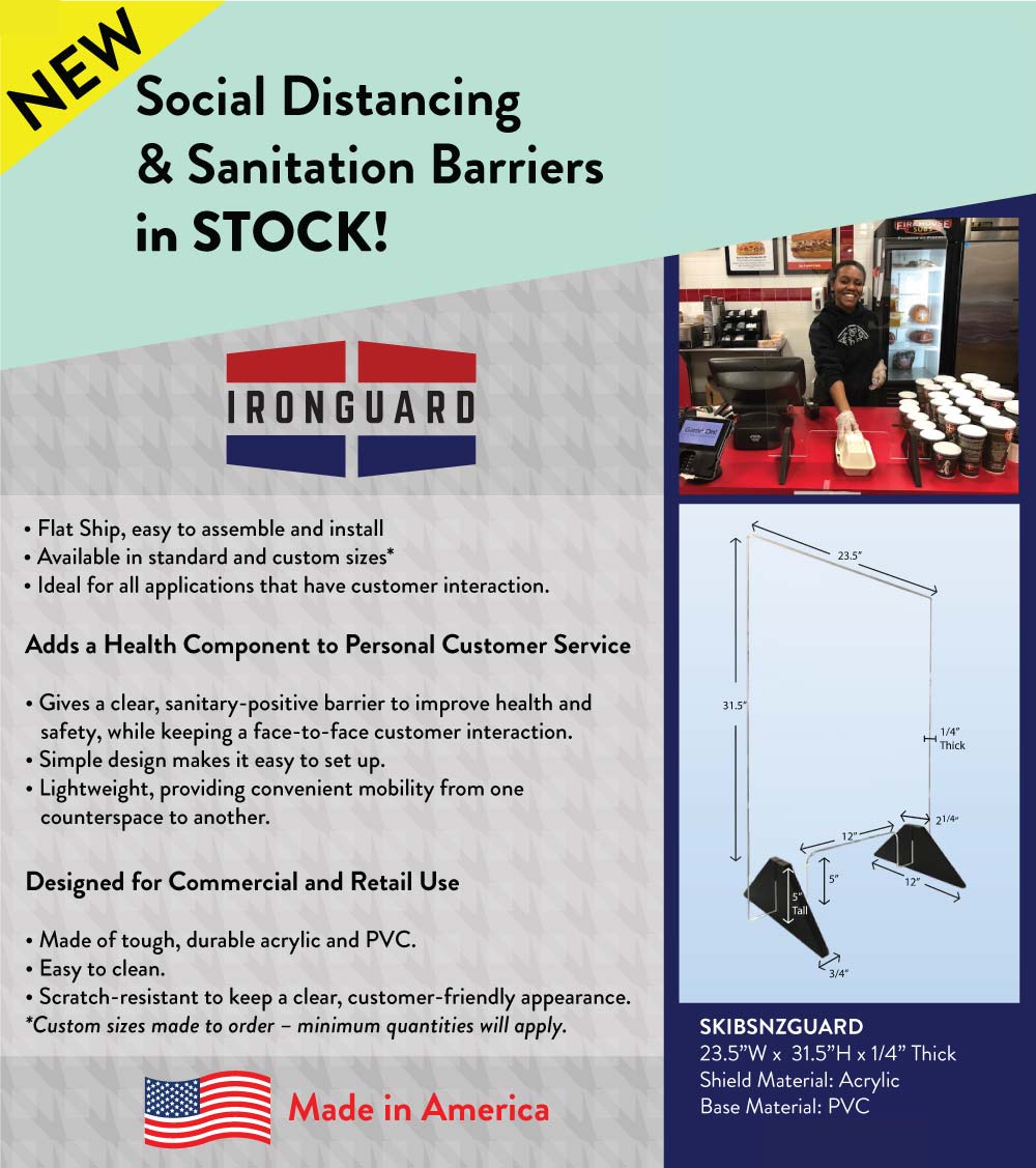 Ironguard Countertop Sanitary Barrier (dimensions)