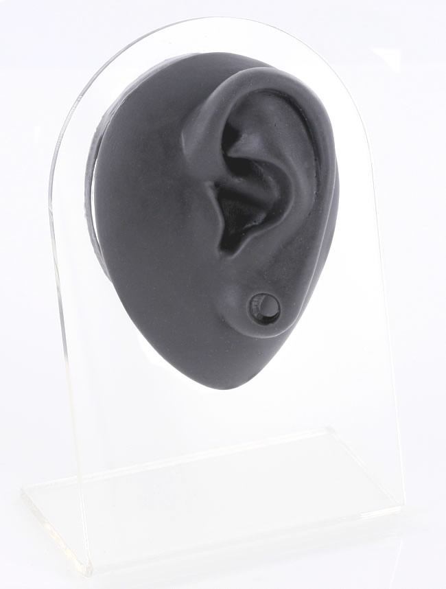 Silicone Left Ear Plug Display — Black Body Bit Version 1