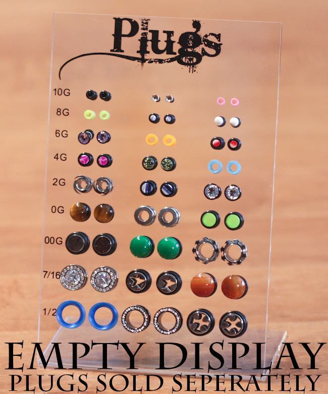 Plug Display Acrylic Stand - Empty - Holds 54 Plugs from 10g - 1/2"