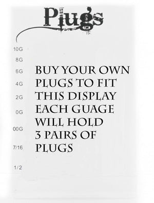 Plug Display Acrylic Stand - Empty - Holds 54 Plugs from 10g - 1/2" - Painful Pleasures