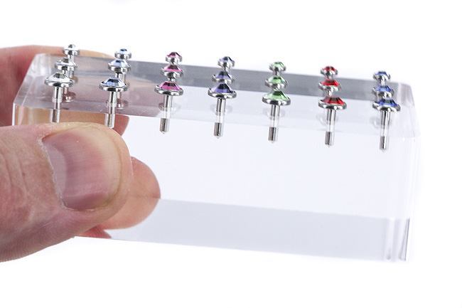 These 14g Barbells Will Hold Dermal Tops & Other Ends in Our Acrylic Jewelry Display Blocks