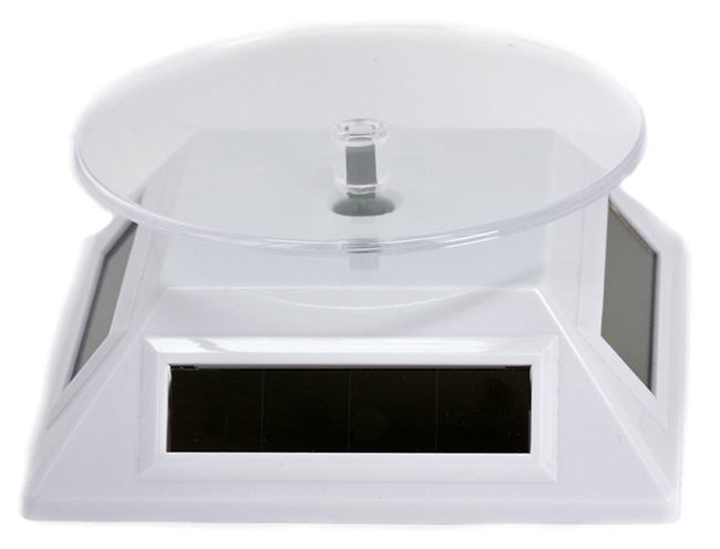Solar System Turntable Solar Powered White Small Spinning Display Turntable