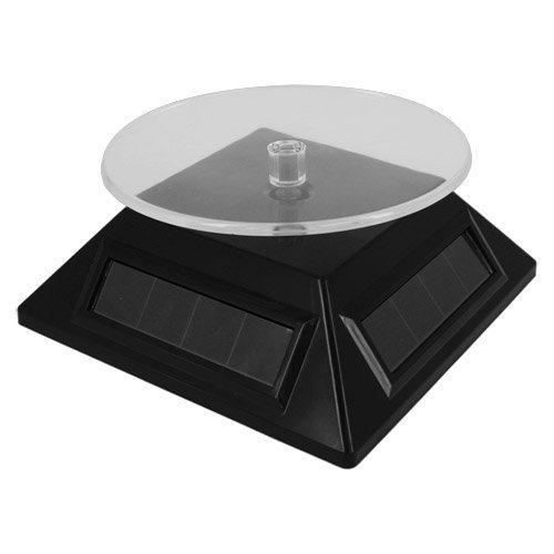 Solar System Turntable Solar Powered Black Small Spinning Display Turntable