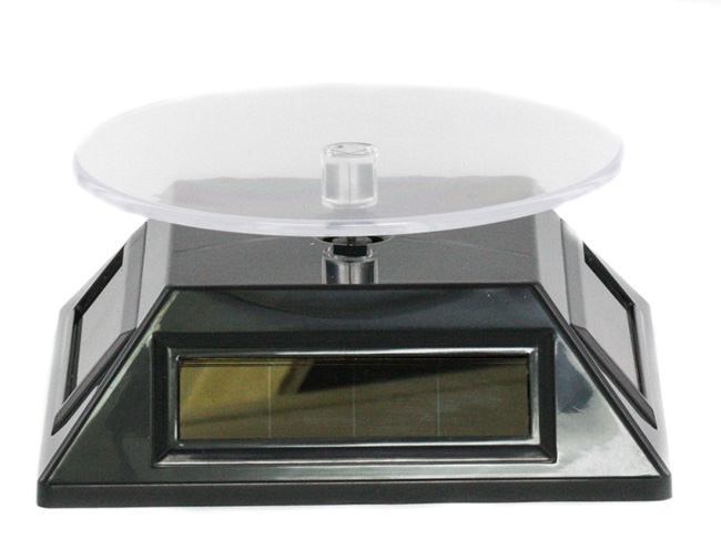 Solar Powered Black Small Spinning Display Turntable