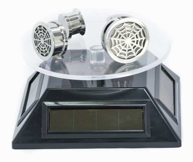 Solar Powered Black Small Spinning Display Turntable